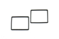 Black Square Pendant, 12 Oxidized Brass Black Square Connectors (20x0.9x0.8mm) Bs 1121 S270