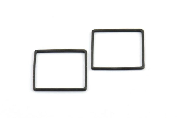 Black Square Pendant, 12 Oxidized Brass Black Square Connectors (20x0.9x0.8mm) Bs 1121 S270