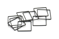 Black Square Pendant, 12 Oxidized Brass Black Square Connectors (20x0.9x0.8mm) Bs 1121 S270