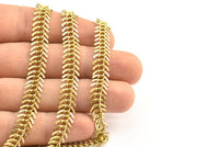 Fish Bone Chain, 2 M Raw Brass Fish Bone Chain, (9mm ) Z094