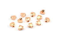 Rose Gold Hearts, 10 Rose Gold Plated Brass Spacer Beads, Spacer Connectors, Heart Beads (3.5x5.7mm) BS 2208 Q0404