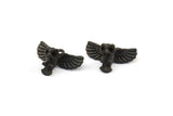 Tiny Black Owl, 3 Oxidized Brass Black Owl Necklace Pendants With 1 Loop (18x10mm) N0417 S360