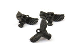 Tiny Black Owl, 3 Oxidized Brass Black Owl Necklace Pendants With 1 Loop (18x10mm) N0417 S360