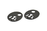 Black Cats Pendant, 2 Oxidized Brass Black Oval Cat Textured Pendants With 1 Hole, Earrings, Charms (28x23x1.1mm) BS 1910 S359