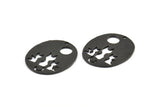 Black Cats Pendant, 2 Oxidized Brass Black Oval Cat Textured Pendants With 1 Hole, Earrings, Charms (28x23x1.1mm) BS 1910 S359