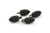 Black Cone Charm, 4 Oxidized Brass Black Pine Cone Charms With 1 Loop (16x7.5mm) U109 S356