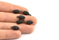 Black Cone Charm, 4 Oxidized Brass Black Pine Cone Charms With 1 Loop (16x7.5mm) U109 S356