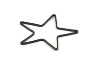 Huge Black Star Charm, 6 Oxidized Brass Black Open Star Ring, Charms (42x1.2x0.9mm) MB 9-26 S345