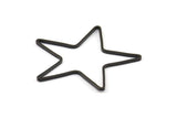 Huge Black Star Charm, 6 Oxidized Brass Black Open Star Ring, Charms (42x1.2x0.9mm) MB 9-26 S345