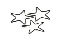 Huge Black Star Charm, 6 Oxidized Brass Black Open Star Ring, Charms (42x1.2x0.9mm) MB 9-26 S345