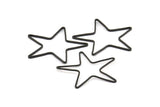 Huge Black Star Charm, 6 Oxidized Brass Black Open Star Ring, Charms (42x1.2x0.9mm) MB 9-26 S345
