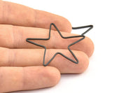 Huge Black Star Charm, 6 Oxidized Brass Black Open Star Ring, Charms (42x1.2x0.9mm) MB 9-26 S345