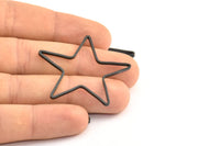 Huge Black Star Pendant, 12 Oxidized Brass Black Star Ring, Charms (42x2x1mm) MB-9-25 S353