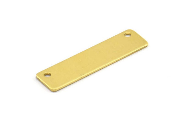 Rectangle Stamping Blank, 8 Raw Brass Rectangle Stamping Blanks With 2 Holes Pendants (30x8x0.8mm) Y245