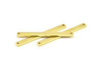 Rectangle Stamping Blank, 4 Raw Brass Rectangle Stamping Blanks With 2 Holes Pendants (50x5x1.5mm) A0627