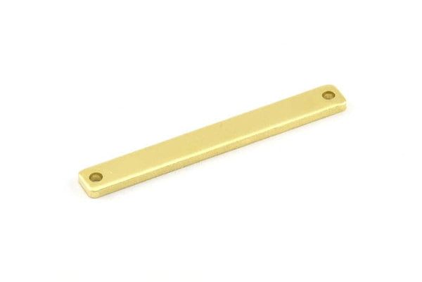 Rectangle Stamping Blank, 12 Raw Brass Rectangle Stamping Blanks With 2 Holes Pendants (40x5x1.5mm) A0851
