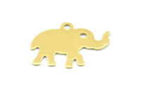 Brass Elephant Blank, 24 Raw Brass Elephant Blanks With 1 Loop (12x16x0.4mm) N0098