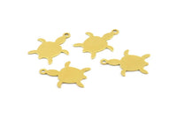 Brass Turtle Blank, 24 Raw Brass Turtle Blanks With 1 Loop (17x14x0.4mm) A0898