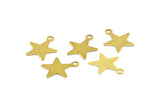 Brass Star Charm, 24 Raw Brass Star Charms With 1 Loop (14x12x0.4mm) A0872