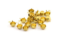 Round Prong Setting, 50 Raw Brass Round 1 Loop, 4 Prong Settings for SS38 6.5mm/5.2mm Rhinestones Y129