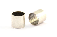 Antique Silver Tube Beads - 12 Antique Silver Plated Brass Tube Beads (12x12mm) Bs 1470 H0368