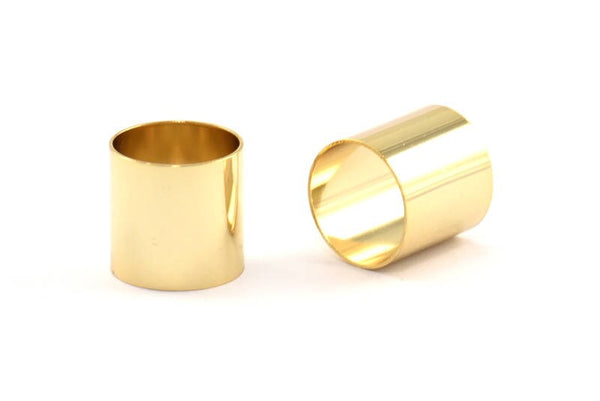 Gold Tube Beads - 6 Gold Plated Brass Tube Beads (12x12mm) Bs 1470 Q0331