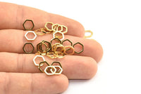 Gold Hexagon Charm, 24 Gold Plated Brass Hexagon Ring Charms (8x1mm) BS 1219 Q0139