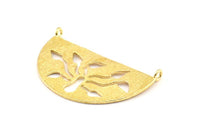 Ethnic Tree Pendant, 2 Raw Brass Semi Circle Pendant With 2 Loops (38x21x0.9mm) BS 1939