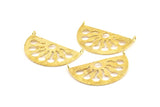 Brass Ethnic Pendant, 2 Raw Brass Semi Circle Pendant With 2 Loops (38x21x1mm) BS 1941