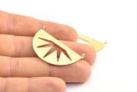 Lightning Ethnic Pendant , 2 Raw Brass Semi Circle Pendant With 2 Loops (38x22x0.9mm) BS 1949