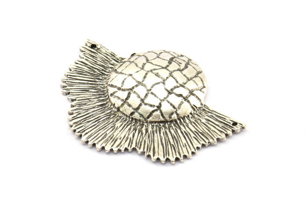 Earth and Sunt, 1 Antique Silver Plated Earth And Sun Pendant with 2 holes (41x31mm) U089 H0372