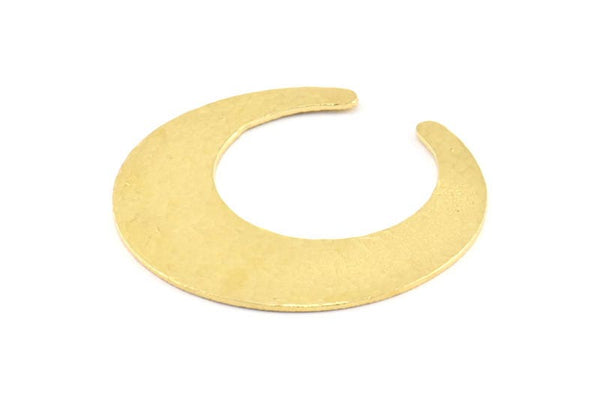 Hammered Moon Crescent Charm, 2 Raw Brass Hammered Moons Pendant (44x46x15x1mm) BS 1965