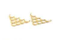 Brass Crescent Pendant, 2 Raw Brass Textured Wide Crescent Moon Necklace Pendants With 2 Loops, Charms (27x45x1.5mm) BS 1961