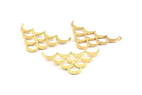 Brass Crescent Pendant, 2 Raw Brass Textured Wide Crescent Moon Necklace Pendants With 2 Loops, Charms (27x45x1.5mm) BS 1961