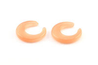 Glass Orange Horn, 2 Glass Orange Crescent Pendant, Earrings, Findings (26x27.5x5.5mm) X027