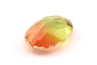 Glass Oval Bead, 2 Glass Green and Orange Color Cabochon Oval Bead For Rings (18x13x8mm) GG01