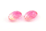 Glass Oval Bead, 2 Glass Pink and White Color Cabochon Oval Bead For Rings (18x13x8mm) GG02