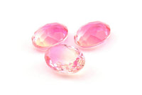 Glass Oval Bead, 2 Glass Pink and White Color Cabochon Oval Bead For Rings (18x13x8mm) GG02