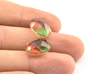 Glass Oval Bead, 2 Glass Green and Red Color Cabochon Oval Bead For Rings (18x13x8mm) GG05
