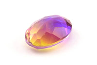 Glass Oval Bead, 2 Glass Yellow And Purple Color Cabochon Oval Bead For Rings (18x13x8mm) GG07