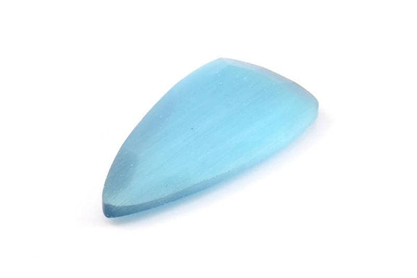 Blue Cat&#39;s Eye Stone, 2 Blue Cat&#39;s Eye Gemstones in Teardrop Shape (38x20x4mm) X069
