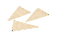 Antique Silver Triangle Charm, 5 Antique Silver Plated Brass Triangle Charms With 2 Holes (50x33mm) A0697