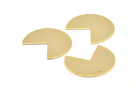 Gold Pizza Slice, 2 Gold Plated Brass Three Quarters Stamping Blank Pendants with 1 Hole (30x25x0.80mm) B0169