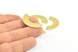 Brass Geometric Pendant, 24 Raw Brass Semi Circle Blanks With 4 Holes, Geometric Pendant, Findings (30x15x8x0.8mm) BS 1844