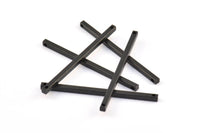 Black Necklace Bar, 6 Oxidized Brass Black Bars With 2 Holes (40x2x2mm) A0838 S1180