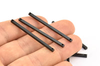 Black Necklace Bar, 6 Oxidized Brass Black Bars With 2 Holes (40x2x2mm) A0838 S1180