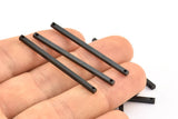 Black Necklace Bar, 6 Oxidized Brass Black Bars With 2 Holes (40x2x2mm) A0838 S1180