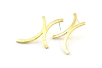 Abstract Earring Findings, 2 Raw Brass Geometric Earring Findings  (46x27x1.8mm) BS 1967