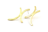 Abstract Earring Findings, 2 Raw Brass Geometric Earring Findings  (46x27x1.8mm) BS 1967