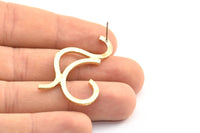Abstract Earring Findings, 2 Raw Brass Geometric Earring Findings  (40x25x1.6mm) BS 1972